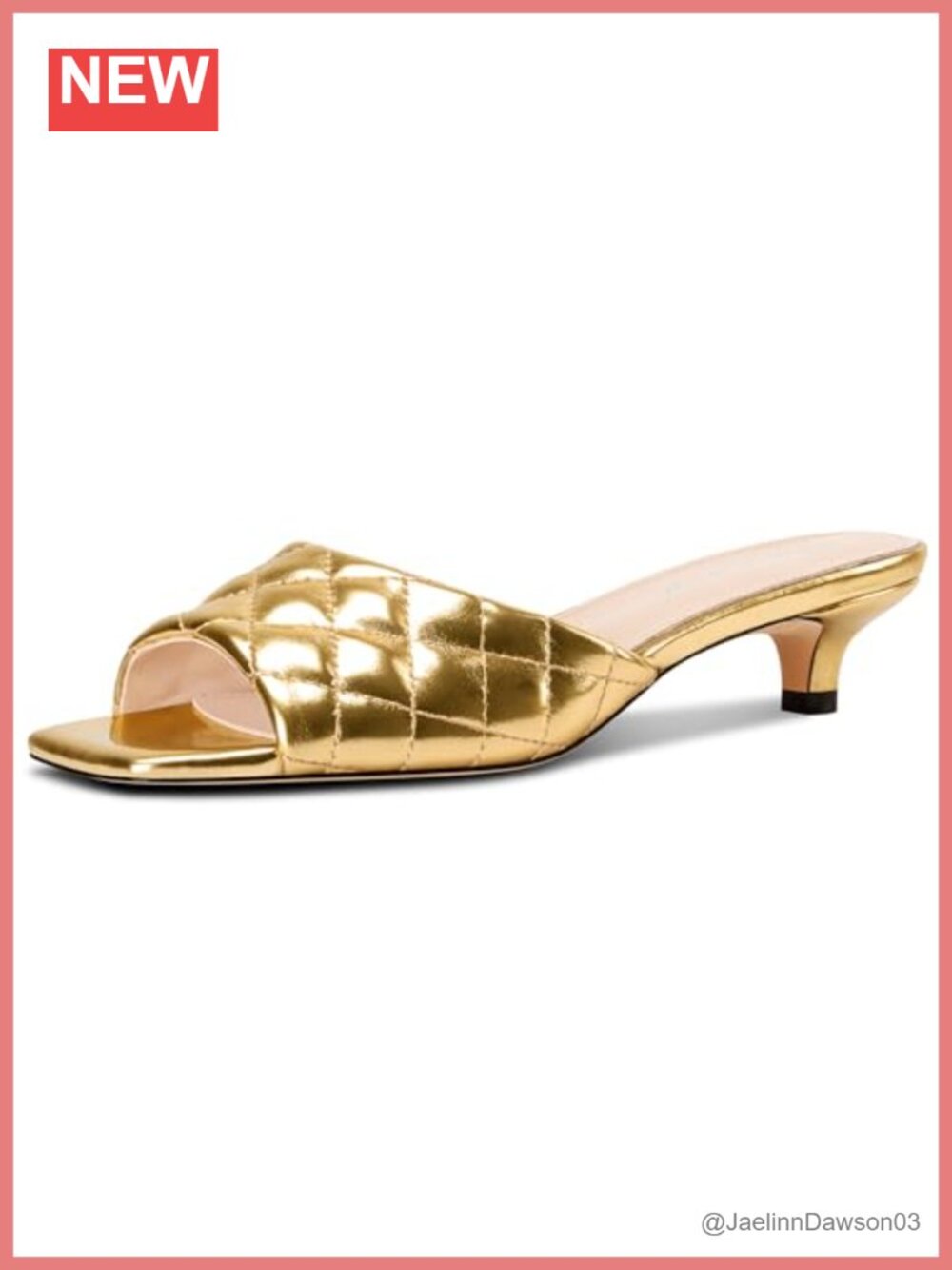 Women's Kitten Heel Mules Slip-On Square Toe Open Sandals Faux Leather Prom